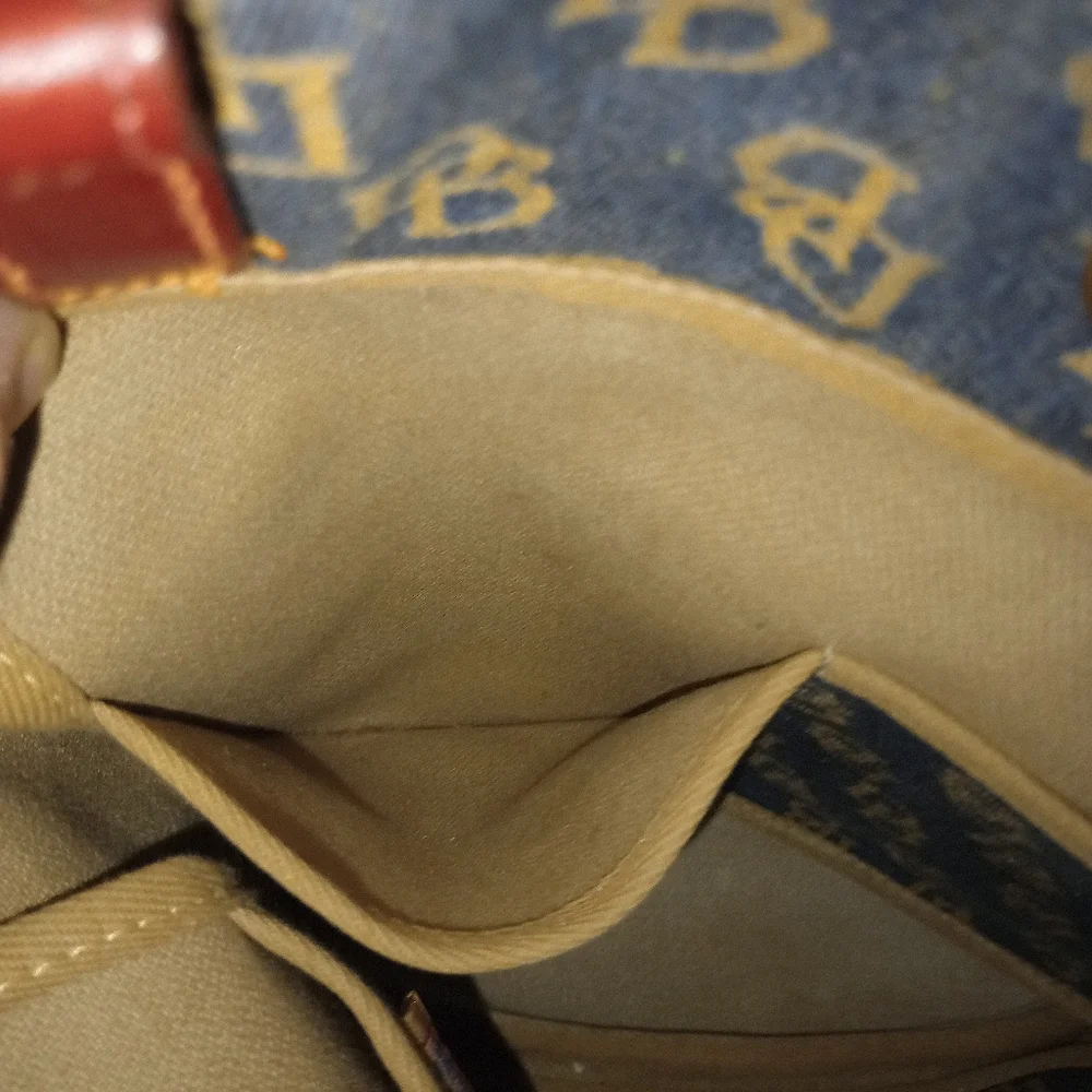 Dooney & Bourke Denim Logo Tote with Brown Leather Trim